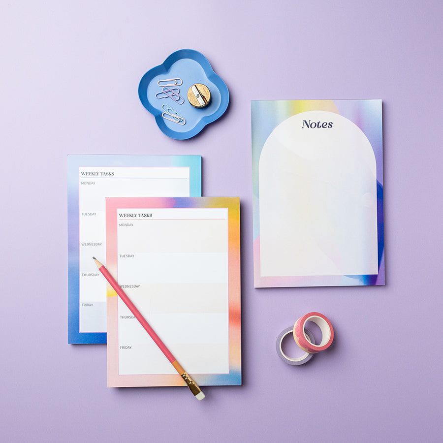 weekly notepads and stationery