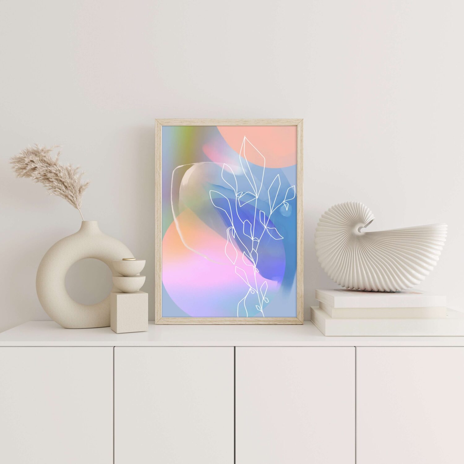 abstract bright colours floral design wall art