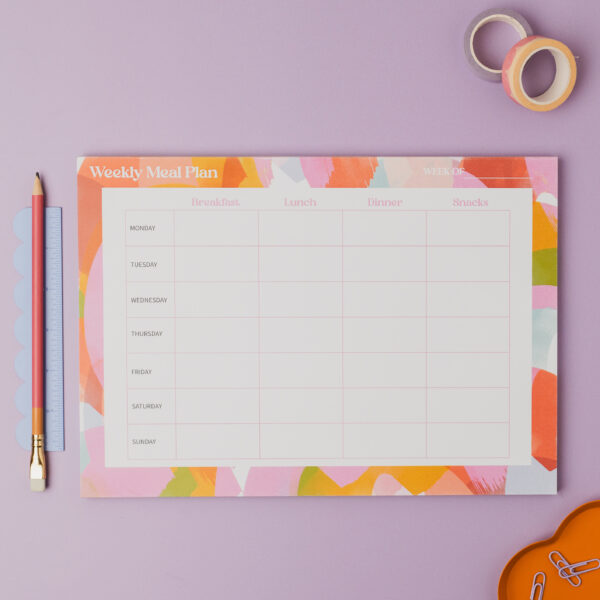 A4 colourful notepad for meal planning