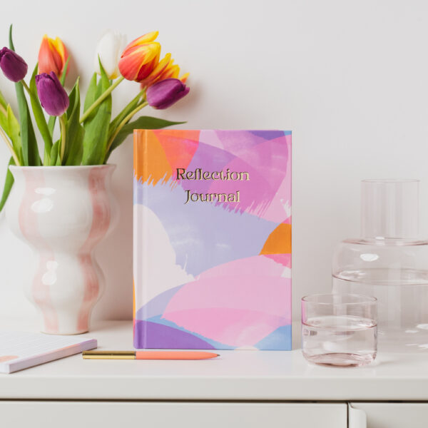 colourful reflection journal notebook with gold foil cover