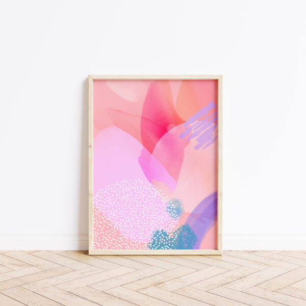 pink abstract paint style marks art print