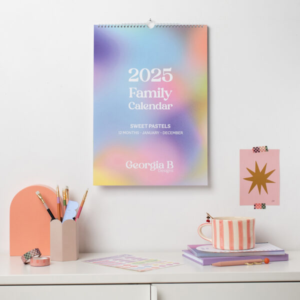 2025 family wall calendar pastel colours